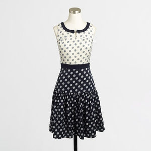 J. Crew Polka Dot Ruffle Trim Dress Navy White